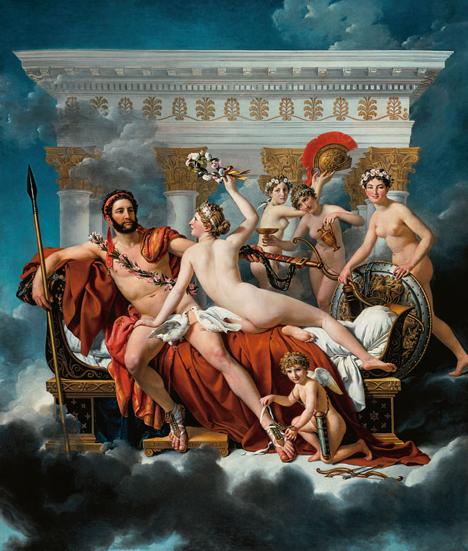 Mars wird von Venus und den Grazien entwaffnet. von Jacques Louis David
