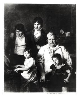 Family Portrait, formerly known as Michel Gerard (1737-1815) member of the Convention, with his Fami end of 18t