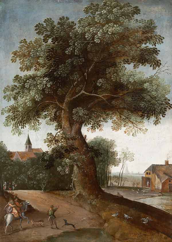 Landschaft mit großem Baum. von Jakob Grimmer
