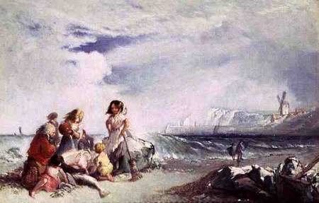 Fisherfolk on the Shore, Salting the Catch, Folkestone von James Baker Pyne