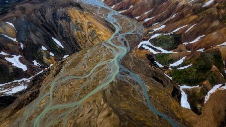 Zusammenfluss des isländischen Flusses