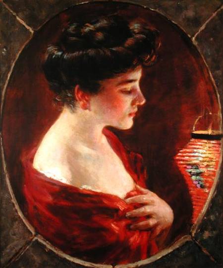 Woman with Japanese Lantern von James Carroll Beckwith