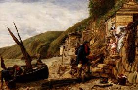 "Welcome, Bonny Boat!" The Fisherman's Return, scene at Clovelly, North Devon 1856