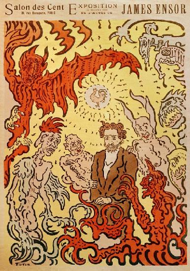 Dämonen, die mich quälen (Démons me turlupinant). Plakat für die James Ensors Ausstellung im Salon d 1898
