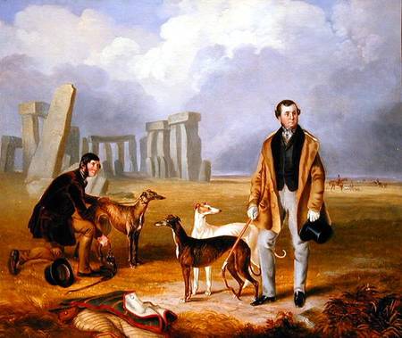 Charles Randell with Greyhounds von James Flewitt Mullock