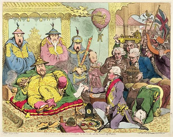Reception of the Diplomatique and his Suite at the Court of Pekin, c.1793 von James Gillray