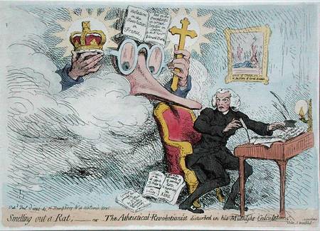 Smelling out a Rat, or The Atheistical-Revolutionist disturbed in his Midnight 'Calculations' von James Gillray