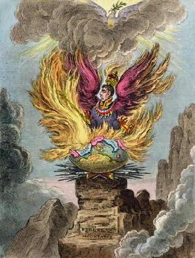 Apotheosis of the Corsican Phoenix, published by Hannah Humphrey in 1808 (hand-coloured etching) 18th