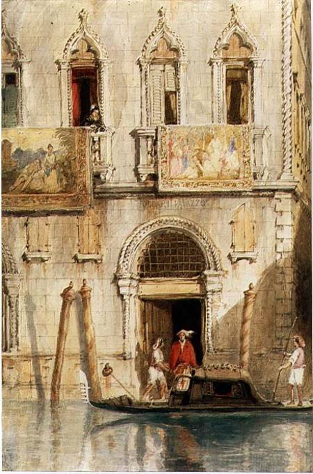 The Steps of the Palazzo Foscari, Venice, 1844 (pencil, ink von James Holland