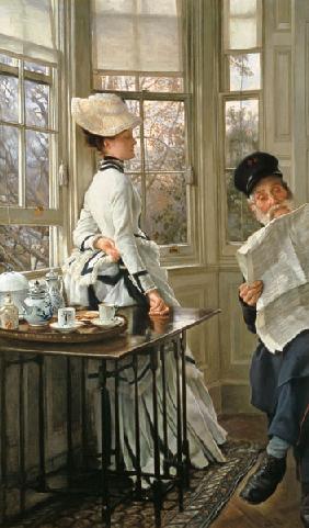 J.J.J.Tissot, Reading the News, c.1874 um 1874