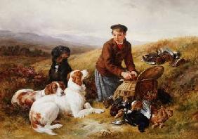 A Young Gillie With Setters and Dead Game 1877