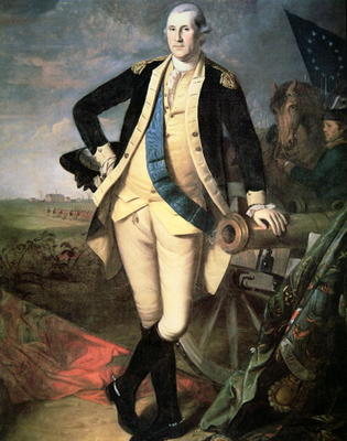 General George Washington (1732-99) at Yorktown, Virginia (colour litho) von James Peale