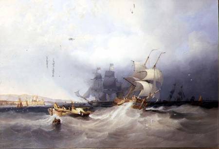 A Dutch Brig on a Port Reach and other Shipping off an East Coast Harbour von James Wilson Carmichael