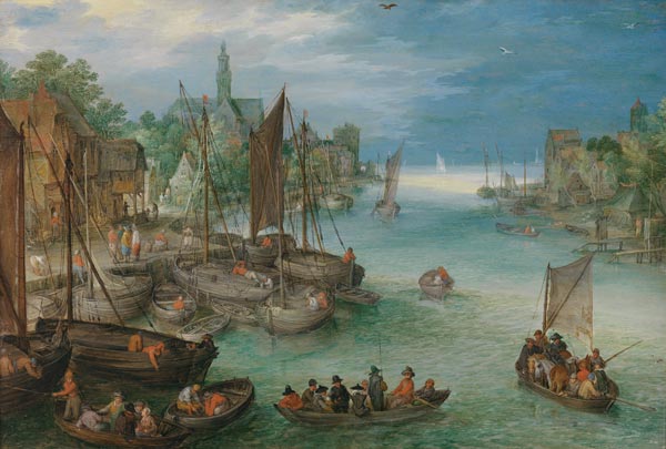 Stadtansicht mit Fluss von Jan Brueghel d. Ä.