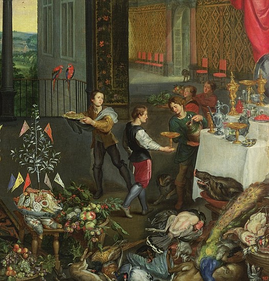 Allegory of Taste, detail of servers bringing wine, 1618 (detail of 61052) von Jan Brueghel d. Ä.