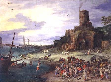 Fishermen on the Shore von Jan Brueghel d. Ä.