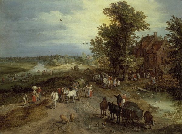 Jan Bruegel t.E./Landscape w.tavern von Jan Brueghel d. J.
