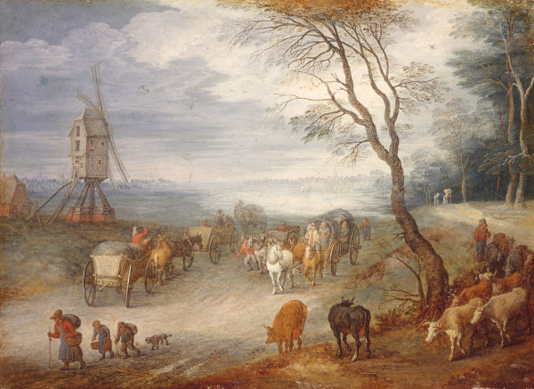 J.Brueghel t.E./ Land w. windmill/c.1611 von Jan Brueghel d. J.