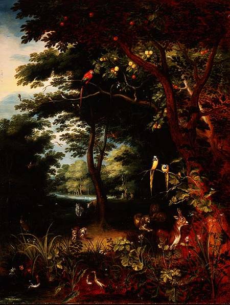 Paradise scene with Adam and Eve (panel) von Jan Brueghel d. J.