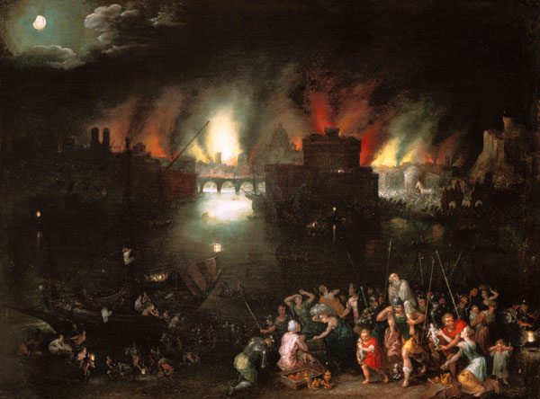 J. Brueghel t. E. / The burning Troy von Jan Brueghel d. J.