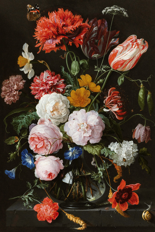 Stillleben mit Blumen in einer Glasvase von Jan Davidsz de Heem
