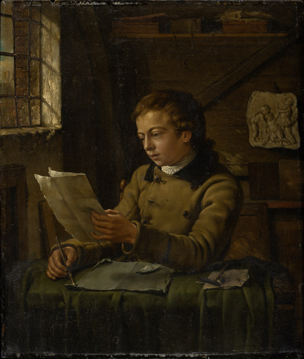 Ein junger Zeichner in seinem Arbeitszimmer von Jan Ekels d. J.