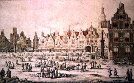 View of Nijmegen (pen and bistre, Indian von Jan I van Call