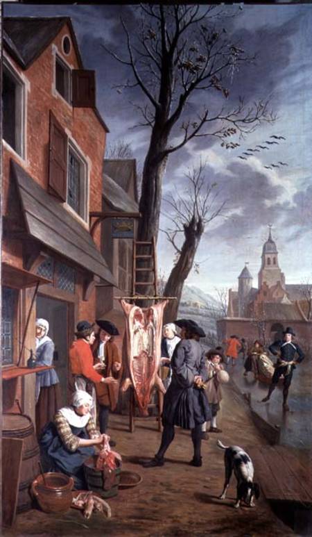 Outside the Butcher (one of a series of four) von Jan Josef Horemans II.
