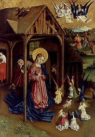 Maria und Engel, das Christkind anbetend, Tafel vom Marienfelder Altar von Jan Koerbecke