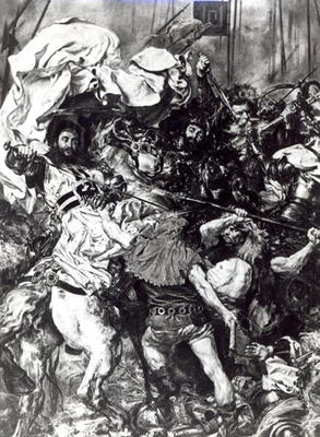 The Battle of Grunwald on 15th July 1410, detail depicting the death of the Grand Master Ulrich von von Jan Matejko