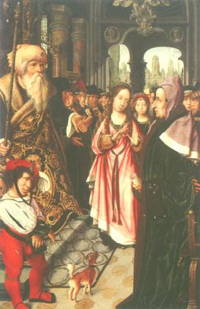 Die Disputation der hl. Katharina (Linker Flügel eines Triptychons) um 1500-10