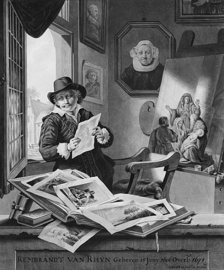 Rembrandt in his studio von Jan Stolker
