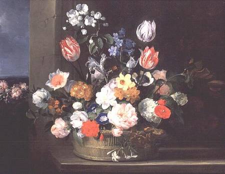Flowers in a Basket von Jan van den Hecke