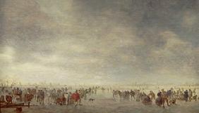 Eisfläche mit vielen Schlittschuhläufern  1630/1640