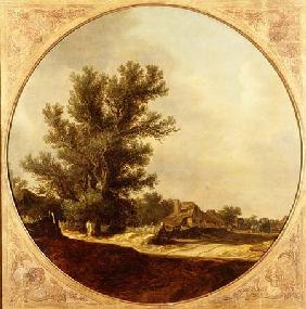 Oak Tree on a Country Lane with Travellers 1629
