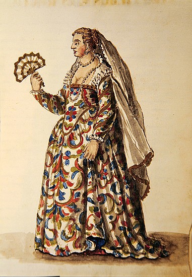 A gentlewoman in evening dress, the wife of a dignitary von Jan van Grevenbroeck