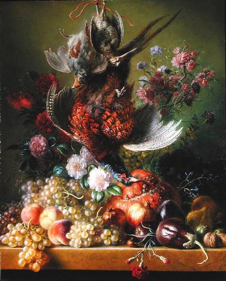 Still Life with pheasant and flowers von Jan van Os