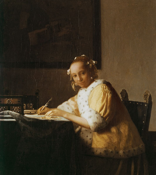 Eine Dame schreibt einen Brief von Johannes Vermeer