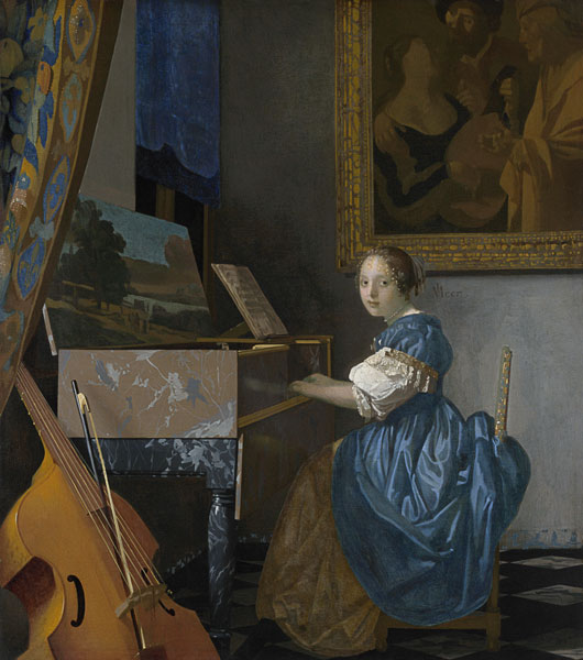 Junge Frau, an einem Virginal sitzend von Johannes Vermeer