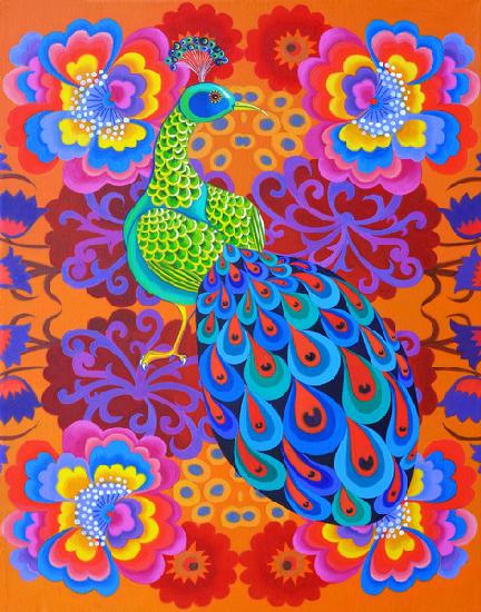 Peacock with flowers 2015