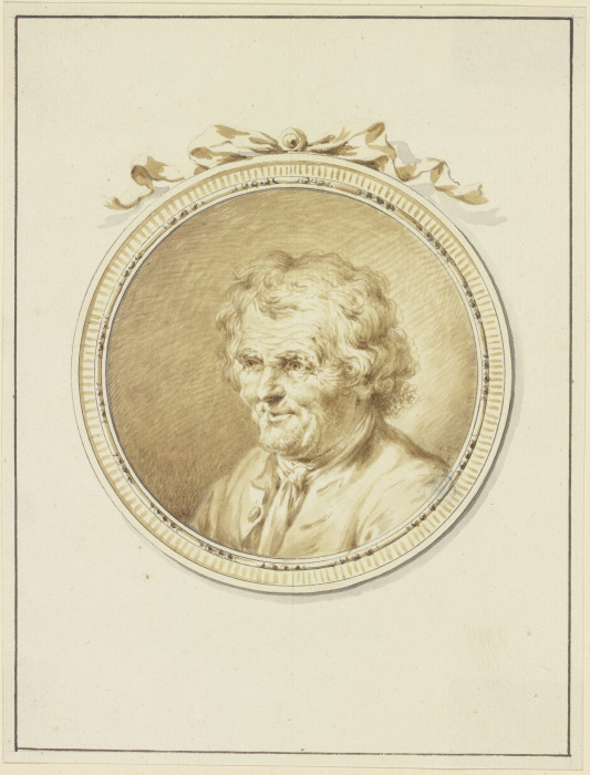 Bildnis eines alten Mannes nach links in einem Medaillon mit Schmuckband von Januarius Zick