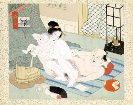 Intimate Domestic Scene (w/c on silk) von Japanese School