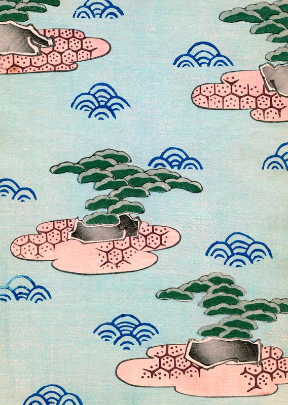 Woodblock Print of Trees on Islands von Japanese School, (19th century)