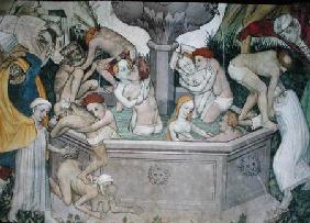 The Fountain of Life, detail of bathers in the fountain 1418-30