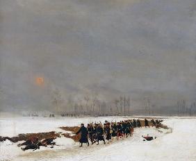 The War of 1870-71: An Infantry Column on their Way to a Raid, 1872 (oil on canvas) 16th