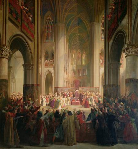 Estates General of Paris Meeting in Notre-Dame after the Death of Charles IV (1295-1328), 1st Februa von Jean Alaux
