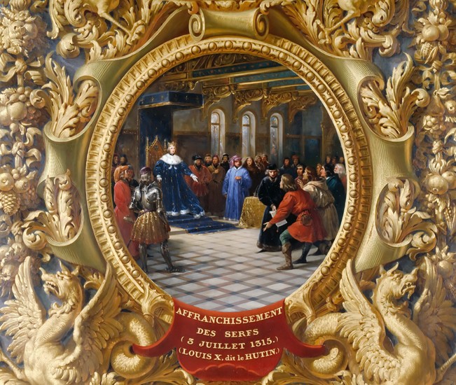 Ludwig X. der Zänker verkündet die Aufhebung der Leibeigenschaft 1315 von Jean Alaux