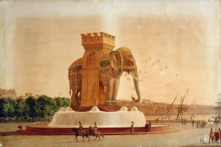 View of the Elephant Fountain at the Place de la Bastille von Jean Antoine Alavoine