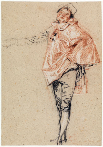 Stehender Tanzer mit ausgestrecktem Arm (Studie) von Jean Antoine Watteau