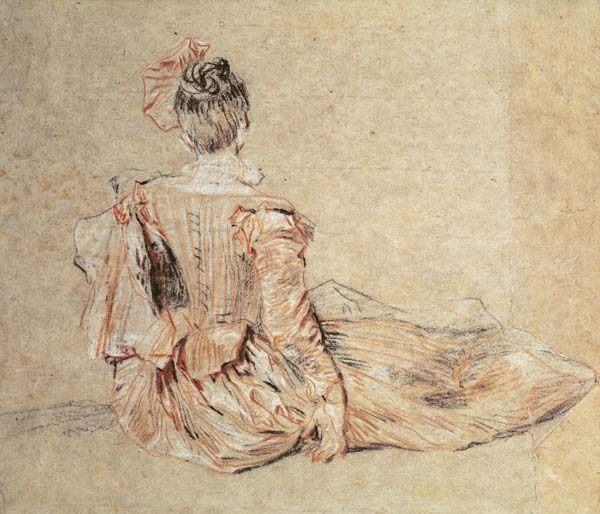 Study of a woman seen from the back, 1716-18 von Jean Antoine Watteau